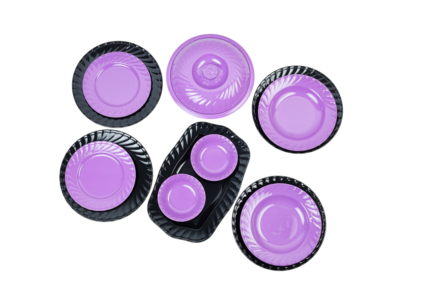 Melamine 38-piece round ribbed set