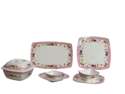 Melamine set, 38 square pieces
