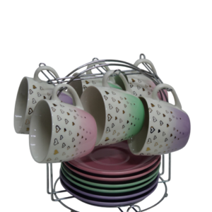 طقم شاى بالطبق على حامل 6ق