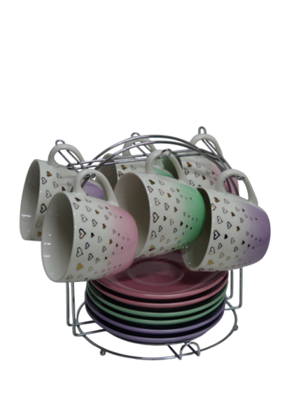 Tea set with saucer on stand, 6 pieces