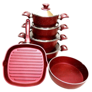 Granite cookware set, 10 pieces, 4m, with grill