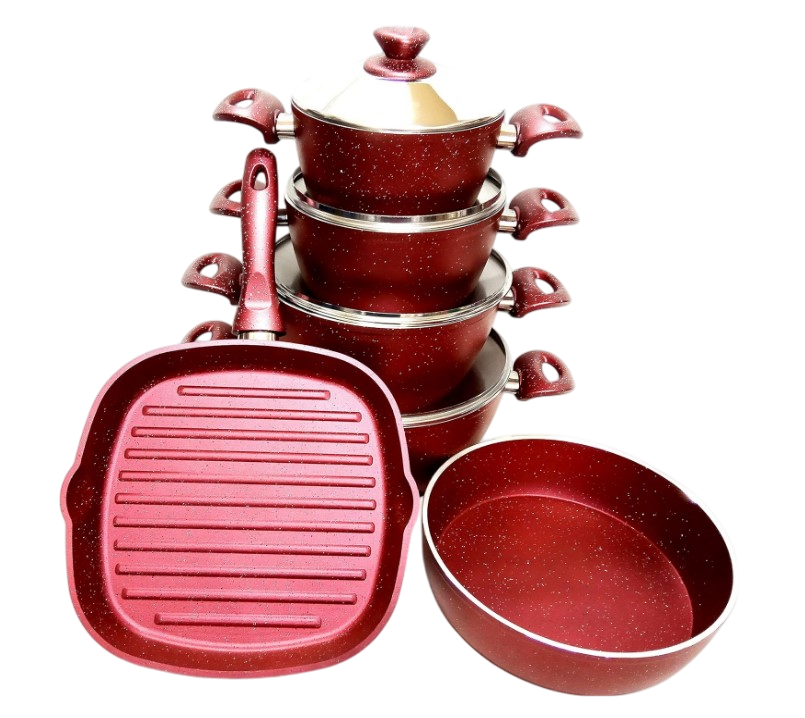 Granite cookware set, 10 pieces, 4m, with grill