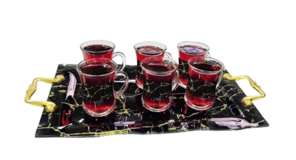 Serving tray set + 6 teacups with saucer