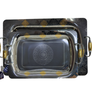 Arsha 2-piece stainless steel tray set