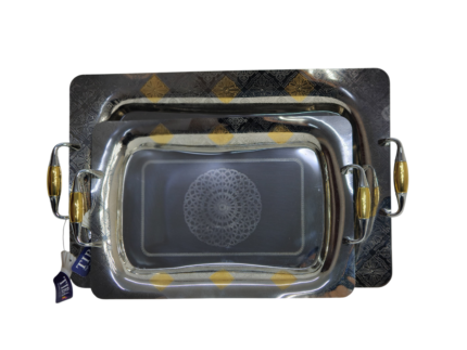 Arsha 2-piece stainless steel tray set
