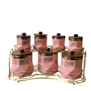 Spice set, porcelain, on a stand