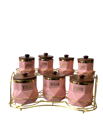 Spice set, porcelain, on a stand