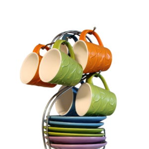 طقم قهوه الوان على حامل