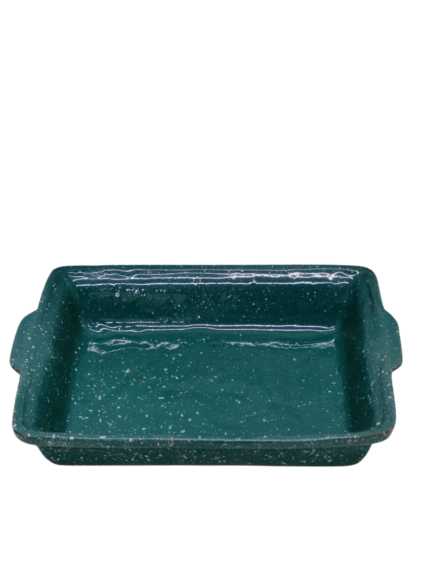 Large square earthenware casserole dish