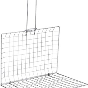 Small chrome-plated metal barbecue grill