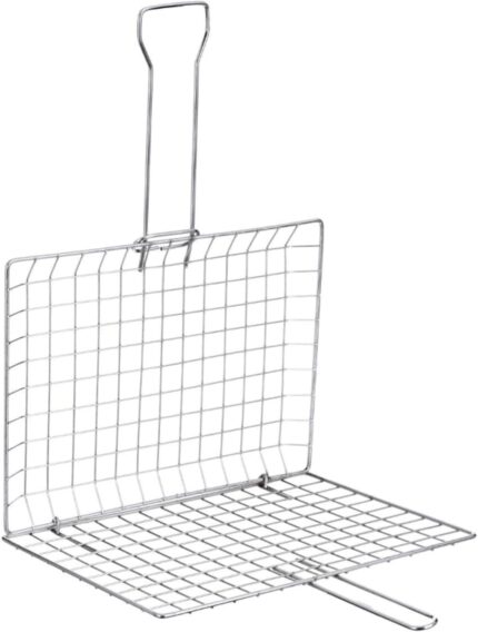 Small chrome-plated metal barbecue grill