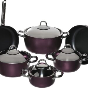 Tefal 10-piece round cookware set with stainless steel handles