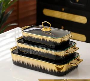 3-piece square porcelain casserole set