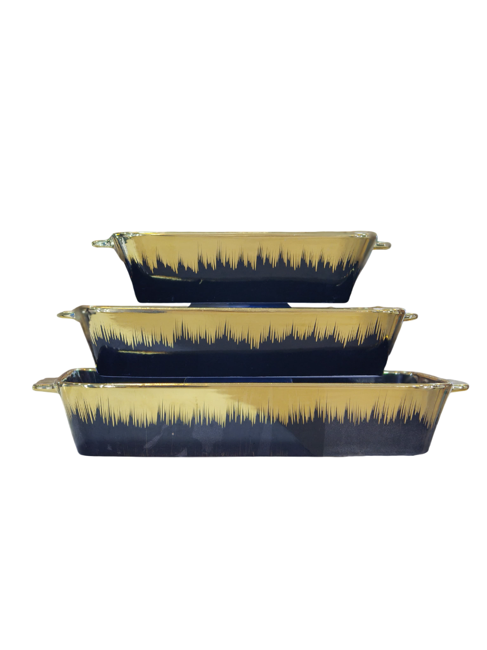 3-piece square porcelain casserole set - Image 2