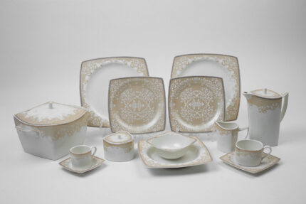 Melamine set, 38 pieces, 2 colors