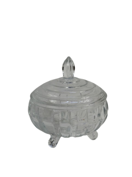 Bonbonniere, crystal glass, ribbed