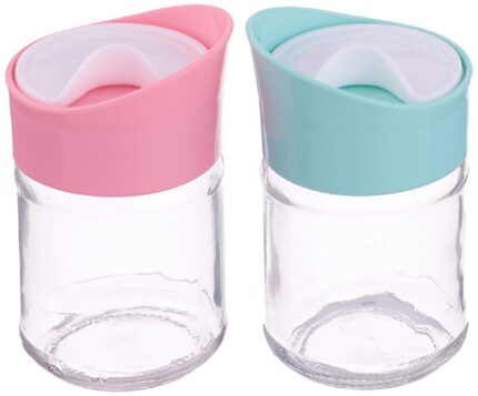 Glass salt shaker, lid with a long rim