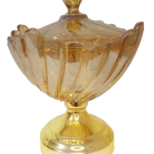 Glass bonbonnière, gold, graduated with a base