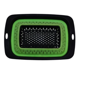 Vegetable strainer, silicone, with two rectangular handles