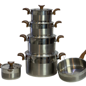 11-piece steel set with wooden handles