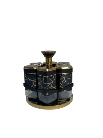 Glass Spices* Stainless Steel, Black Marble, 6 pieces
