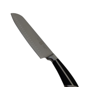 Knife, black handle, silver line, 8 inches