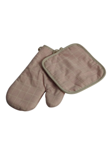 Kitchen gloves, cotton, checkered