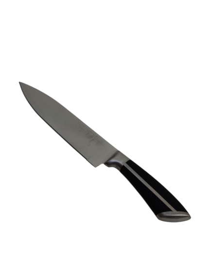 Knife, black handle, silver line, 7 inches