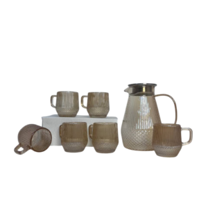 Juice set, gold ribbed, stainless steel lid