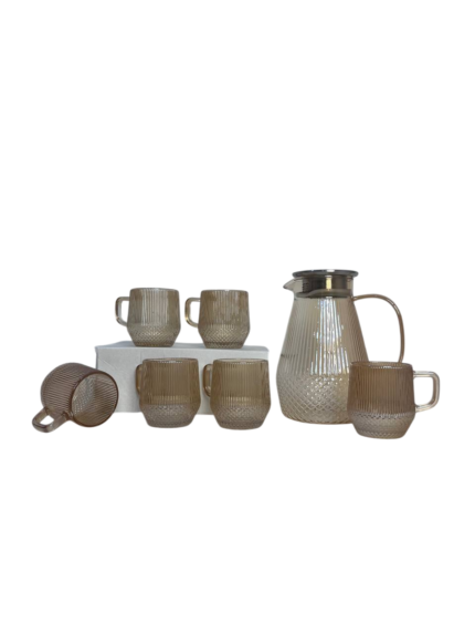 Juice set, gold ribbed, stainless steel lid