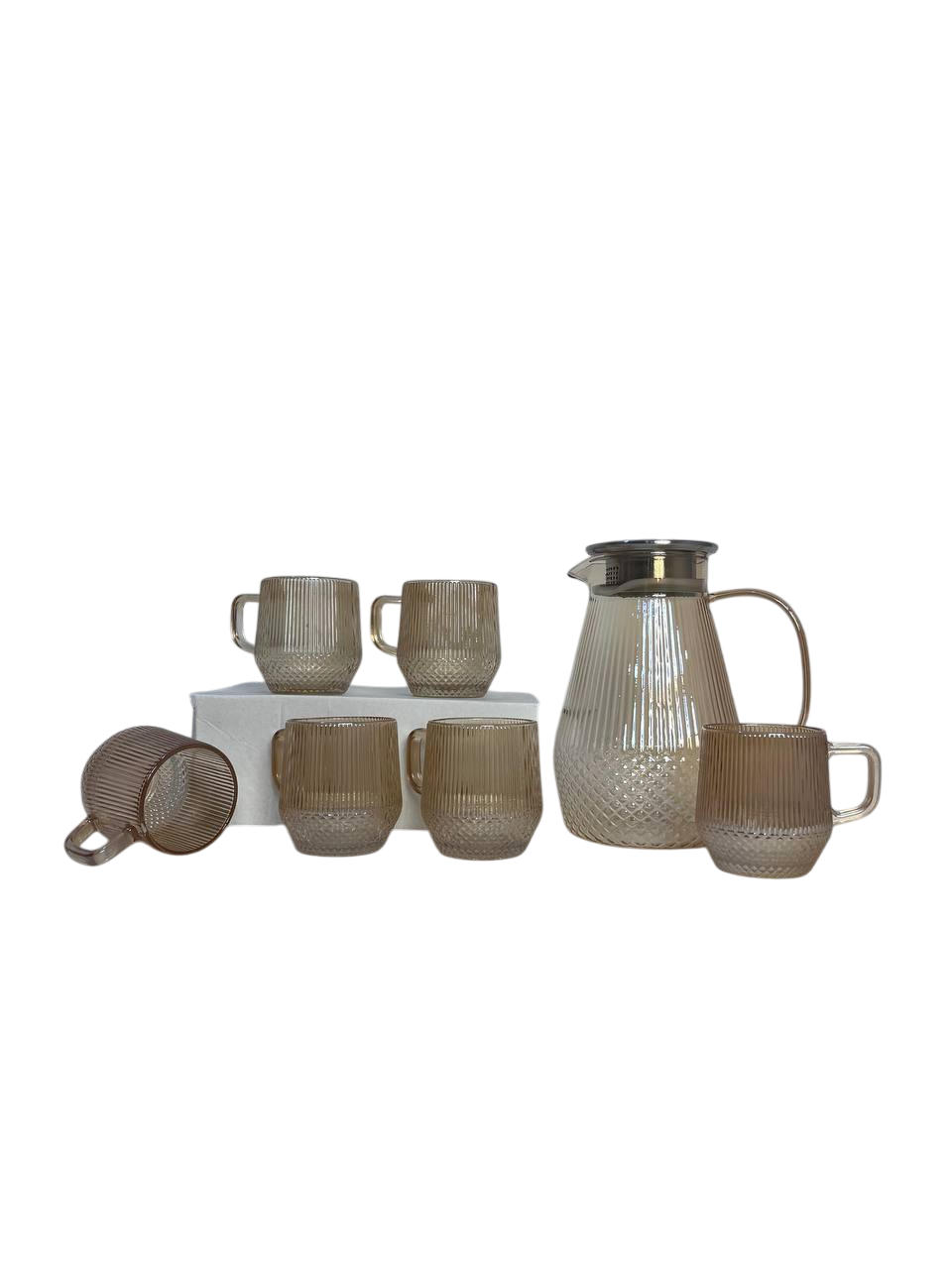 Juice set, gold ribbed, stainless steel lid