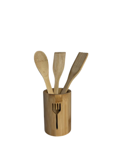 Spoon set, bamboo, 4 pieces