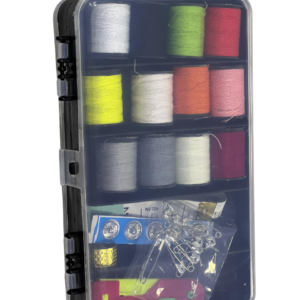 A rectangular bag string box with accessories.