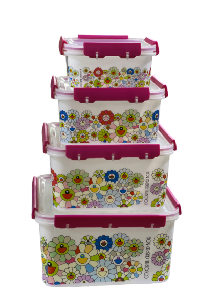 Refrigerator set, square rose-colored clips, 4 pieces