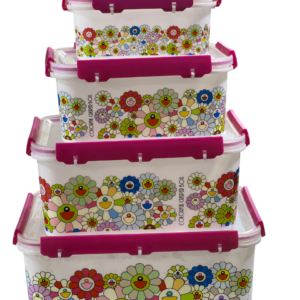 Refrigerator set, rectangular rose-colored clips, 4 pieces