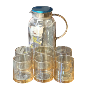 Bombay Gold Juice Set with Stainless Steel Lid, 7 Pieces