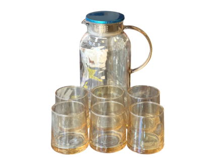 Bombay Gold Juice Set with Stainless Steel Lid, 7 Pieces