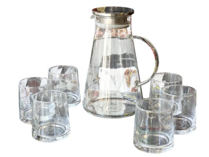 Juice set, transparent stainless steel, 7 pieces