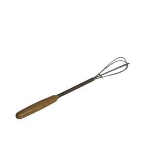 Egg beater, wooden handle, on a card