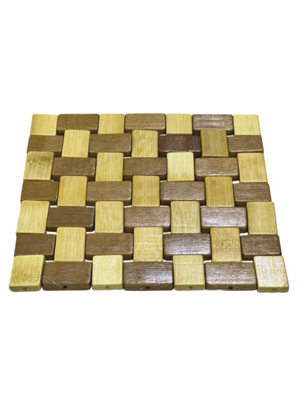 Hot plate, braided bamboo, beige brown, 19 cm