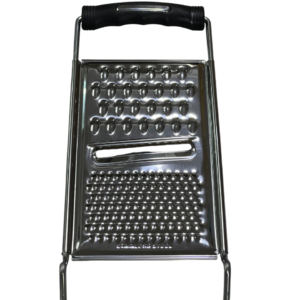 Hand-held grater, steel, rectangular handle