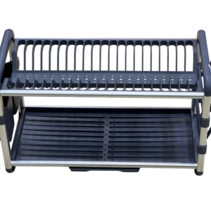 Kitchen dish rack, aluminum and plastic, 2 tiers