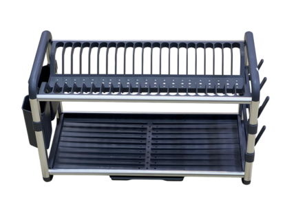 Kitchen dish rack, aluminum and plastic, 2 tiers