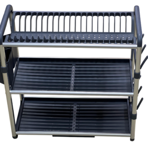 Kitchen dish rack, aluminum and plastic, 3 tiers