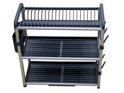 Kitchen dish rack, aluminum and plastic, 3 tiers