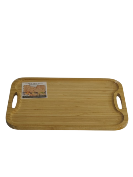 Bamboo tray, rectangular, with large handles