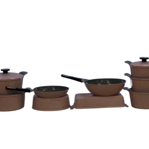 New Flame 14-piece ribbed granite cookware set