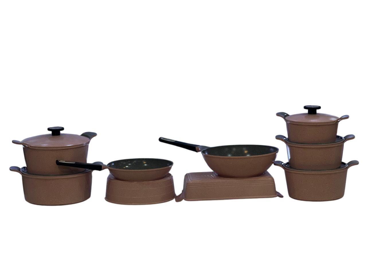 New Flame 14-piece ribbed granite cookware set