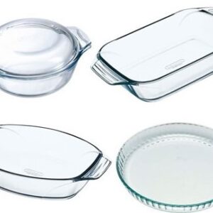 5-piece set: pots with lids + 2 serving dishes + Pyrex dessert bowls