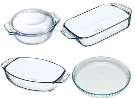 5-piece set: pots with lids + 2 serving dishes + Pyrex dessert bowls